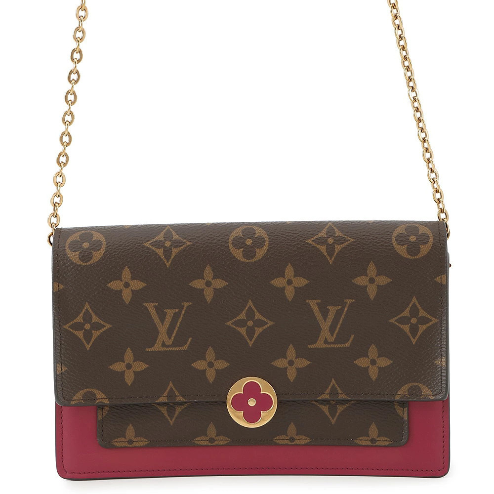 Louis Vuitton Chain Shoulder Wallet Monogram Portefeuille Floral